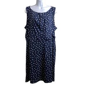 Vintage Charter Club Women's Navy Polka Dot Sheath Dress Size 16 Preppy Career